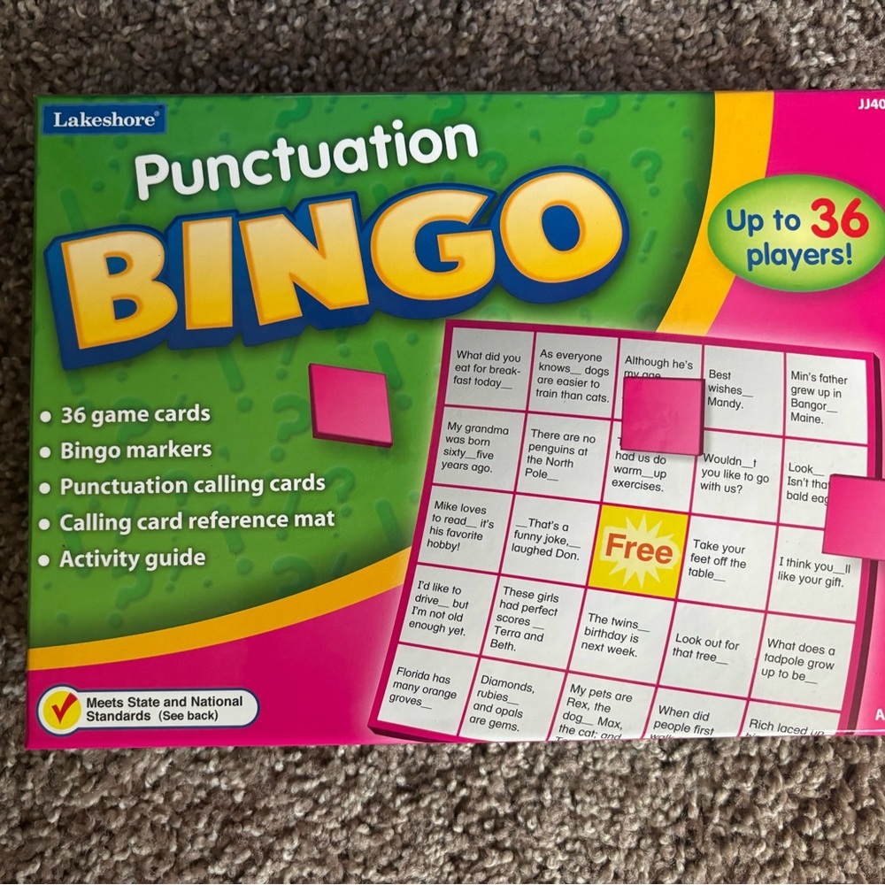 LAKESHORE Punctuation Bingo Game